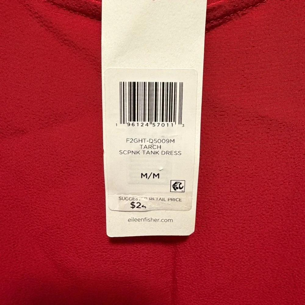 $248 NWT Eileen Fisher Medium Scoop Neck Tank Dress Red Tencel Lyocell Viscose